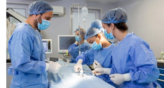 Laparoscopic minimally invasive surgery procedure in hospital operation theatre