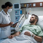 Doctor conducting follow-up examination for recovering inpatient