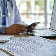 Hospital staff sending pre-authorization request to insurance company for cashless treatment approval