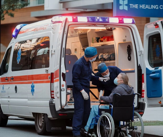 Free ambulance service providing emergency medical transportation to patients at Vakratunda Hospital Nashik